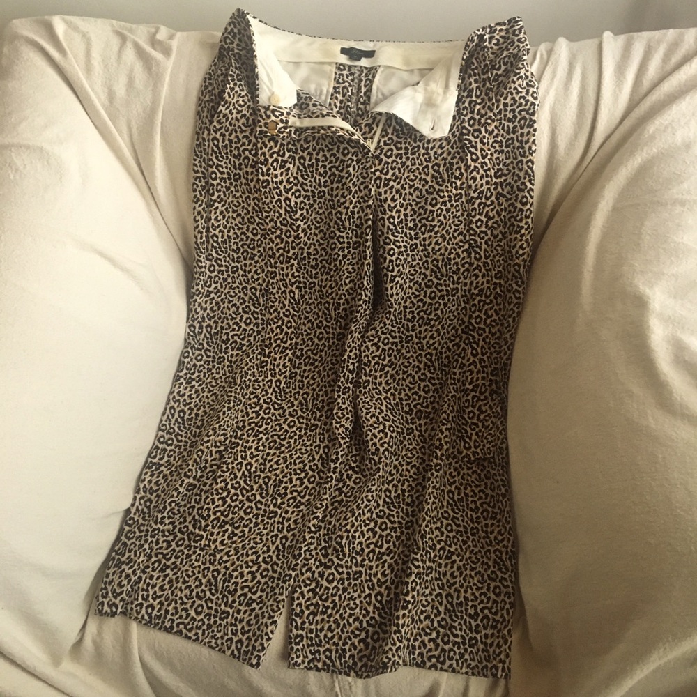 J. Crew silk leopard pants size 6